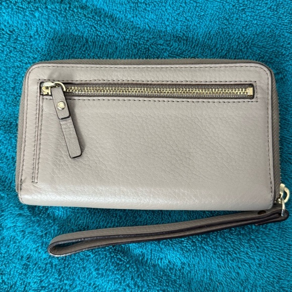 Kate Spade Wristlet Clutch Wallet Gray/Oatmeal - Picture 2 of 8